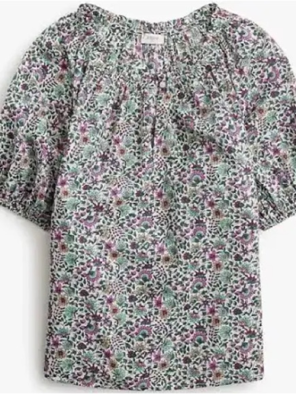 J.Crew Factory Printed Puff-sleeve Split-neck Top is made of 100% cotton xsmall